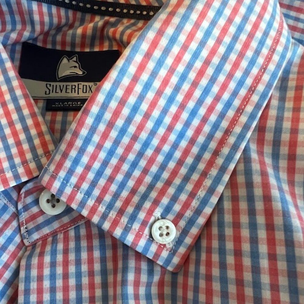 Men's XL SilverFox Dress Shirt Blue Red